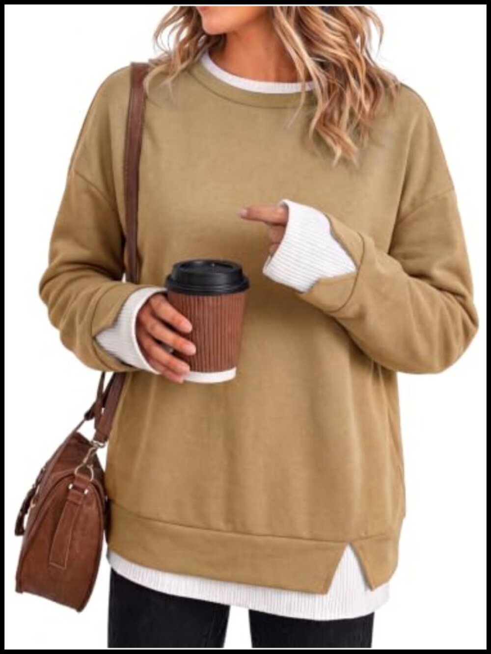 Oversized Crewneck Long Sleeve Pullover Sweatshirt Loose Fit Fall Top